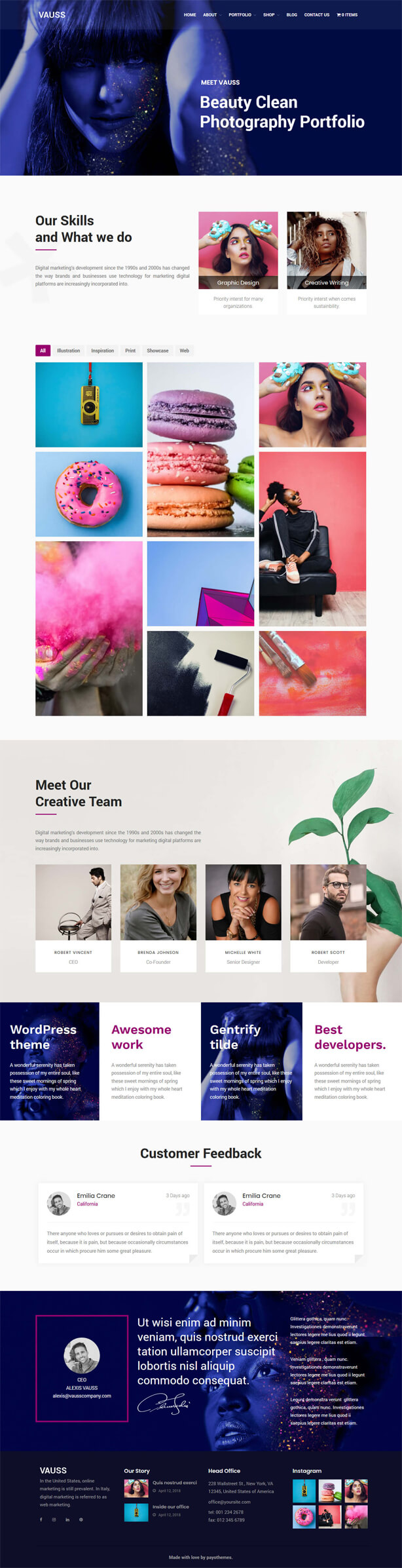 VAUSS – Portfolio and Personal Services WordPress Theme