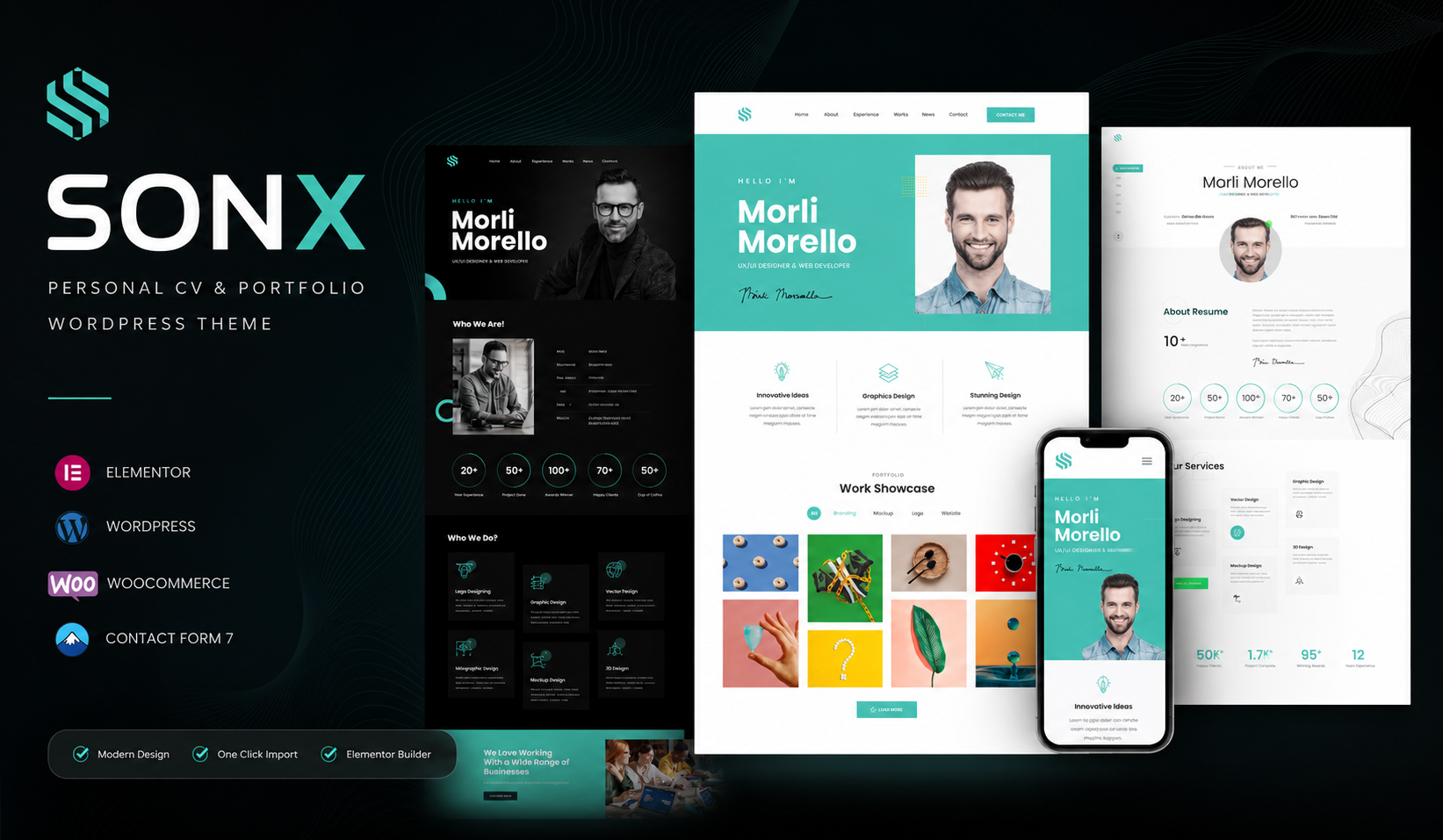 Sonx – Personal CV & Portfolio WordPress Theme Image
