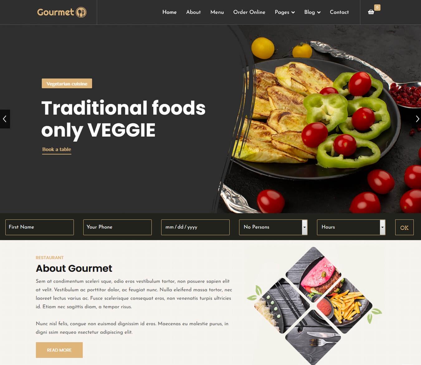 Gourmet - Restaurat Booking Reservation Joomla